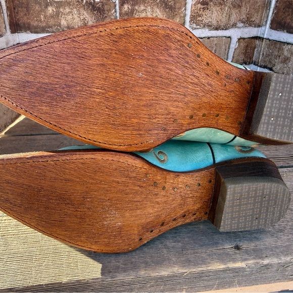 Pecos Bill Embroidered Turquoise Western Boots 8.5 - Picture 7 of 7